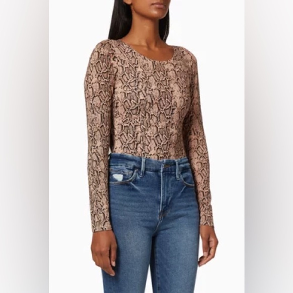 Good American Snakeskin Print BOA Bodysuit 2 Medium
